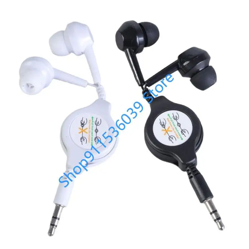 45BB 3.5mm In-Ear Earphone Cable Portable Retractable Cable Headset Extendable Wire Earphone Straight Insert for MP3 MP4