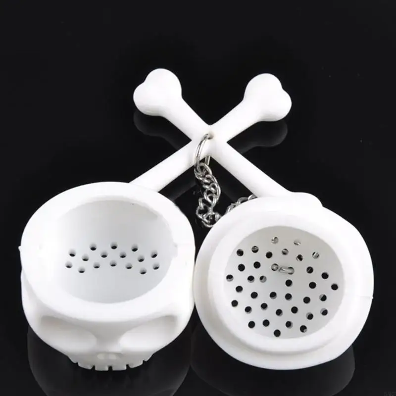 55KF Loose Tea Leaf Infuser Bone Skull Shaped Spices Seasoning Strainer Silicone Tea Bag Strainer Spices Filter Easy Use