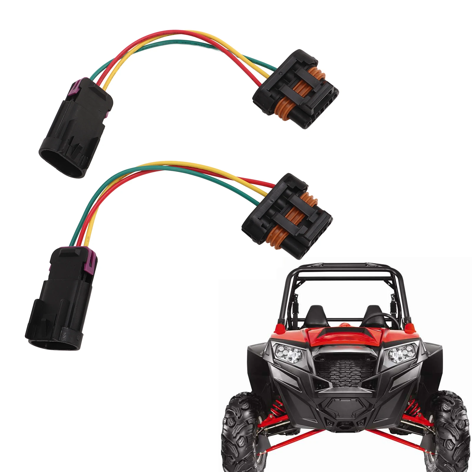 2Pcs Headlight Wiring Harness Conversion Adapter For Polaris RZR 800 2011-2014 To 900XP Plug And Play Dual Connector Set