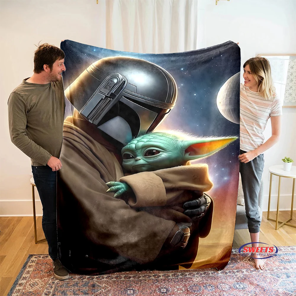 6 Size Star Wars Baby Yoda Grogu Blanket, Sofa Bed Cover Four Season Soft Fluffy Quilt Blanket Flannel Throw Outdoor Leisure Nap