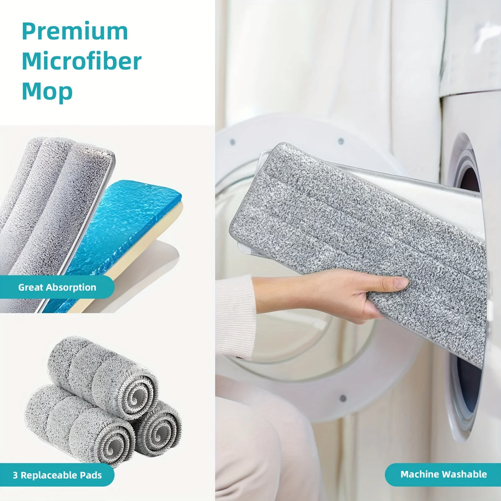 

Spin Mop and Bucket Set with Wringer – Floor Cleaning System with 3 Washable Microfiber Pads for Wet & Dry Use on All Floors