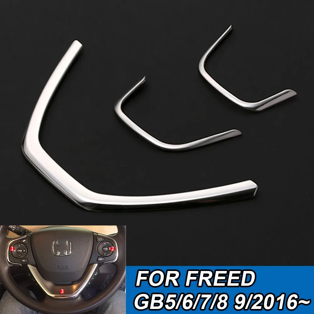 3pcs STEERING WHEEL PANEL Trim for Honda GB5/6/7/8 9/2016~ Stainless Steel Auto Styling Accessories For Honda Interior