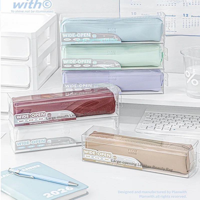 Planwith Cute Mini portable Pen Case,Soft PU Leather Material Wear Resistant,Stain Resistant,Easy To Clean Stationery Pencil Bag