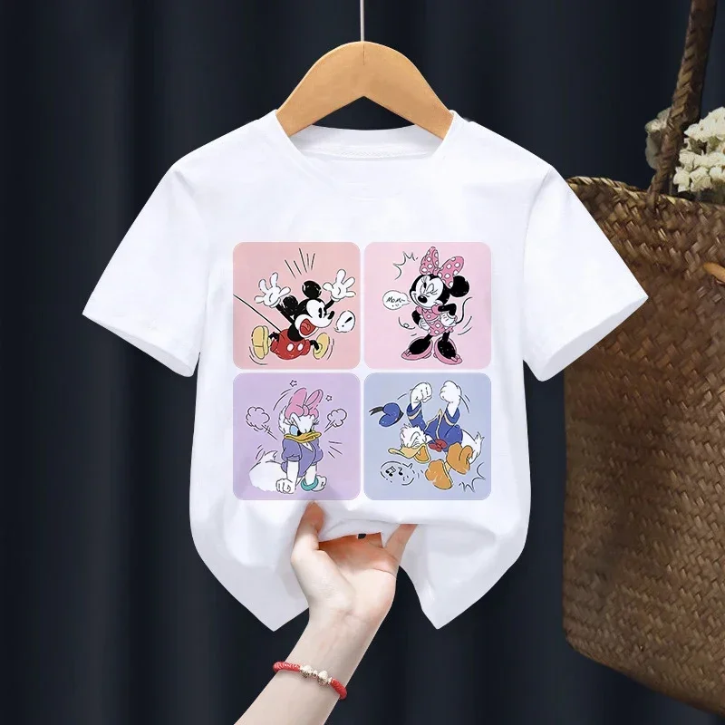 Mickey Minnie Children T-Shirt Girl Boy Kawaii Funny Donald Duck Cartoons Clothes Kid Tee Shirts Little Baby Casual Fashion Tops