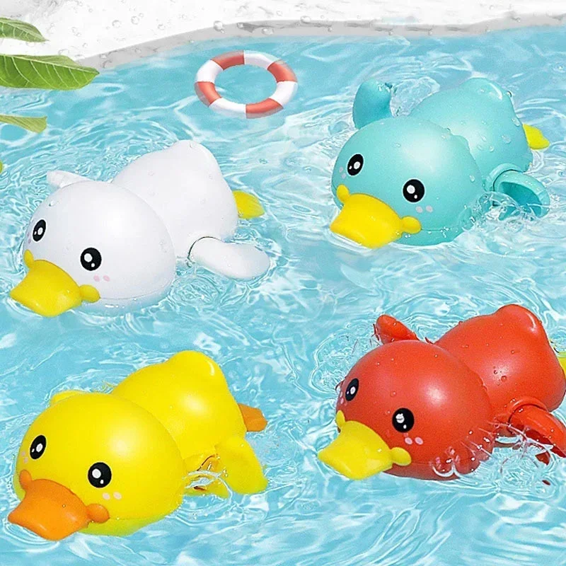 Baby Toys Bathing Ducks Cartoon Animal Swimming Pool Water Play Game Chain Up Winding Bath-Toys for Children Bath Swimming Toy