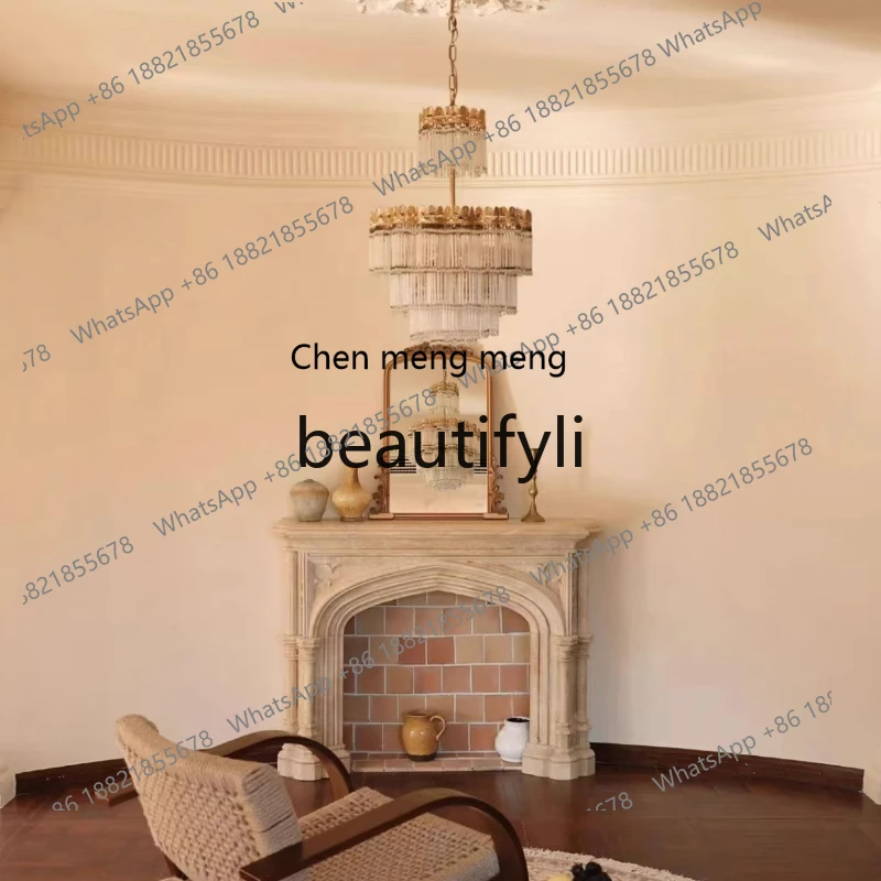 

178Stone carving cave stone fireplace European simple retro fireplace cabinet living room stone carving fireplace