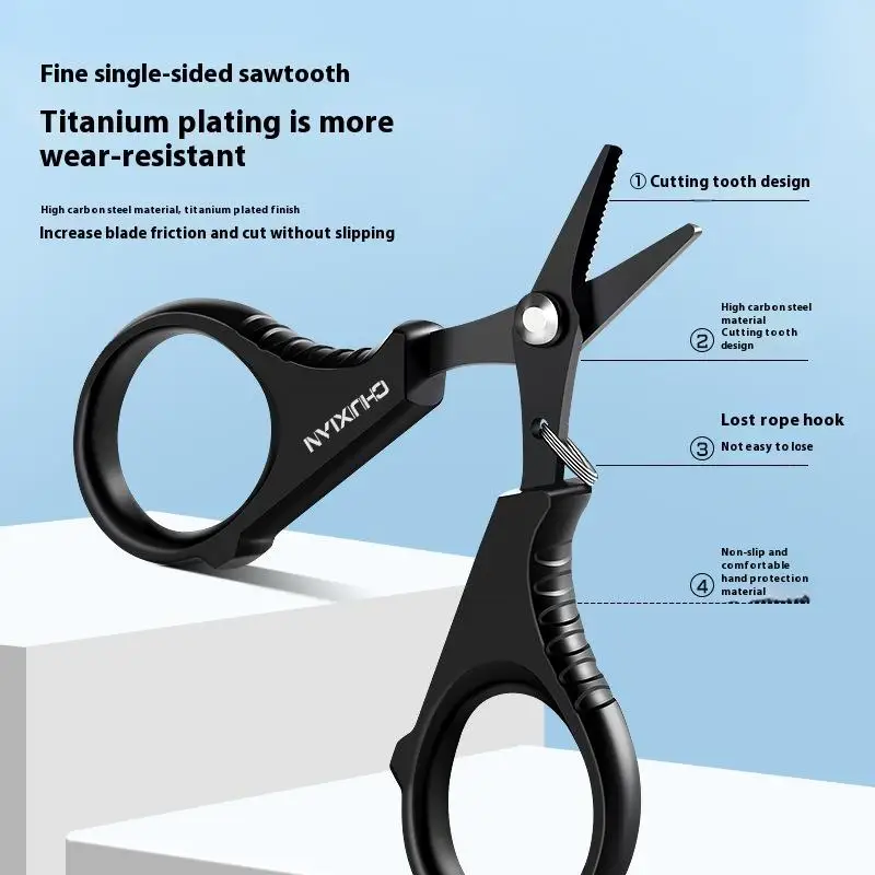 ●Titanium Coated Stainless Steel Fishing Scissors Pliers For Cutting PE Braid Line Cutter Plies Carp Fishing Tool Accessories