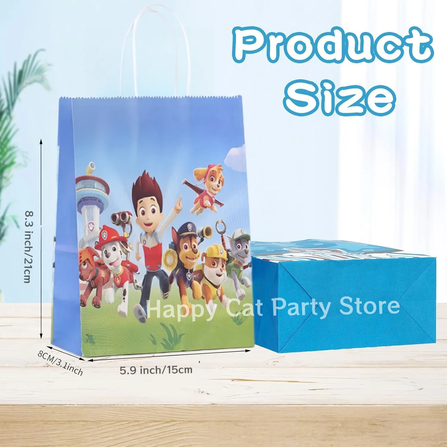 Paw Patrol Gift Bags Birthday Party Decor Dog Skye Kraft Paper Candy Bags Goody Biscuit Package Kids Favors Gifts Party Supplies