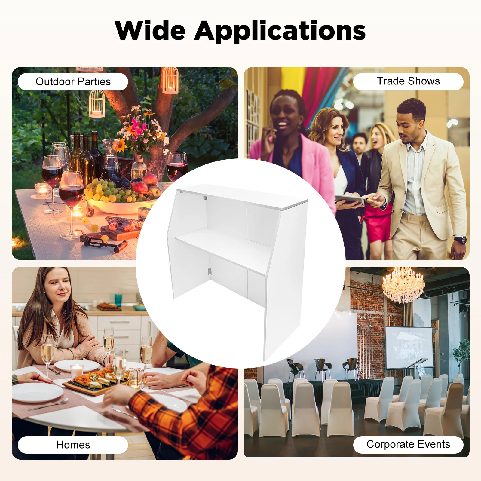 Verhoog uw feelervaring! 2-laags mobiele barkast met een laadvermogen van 50 kg, perfect voor huwelijkstuin en cocktailparty's
