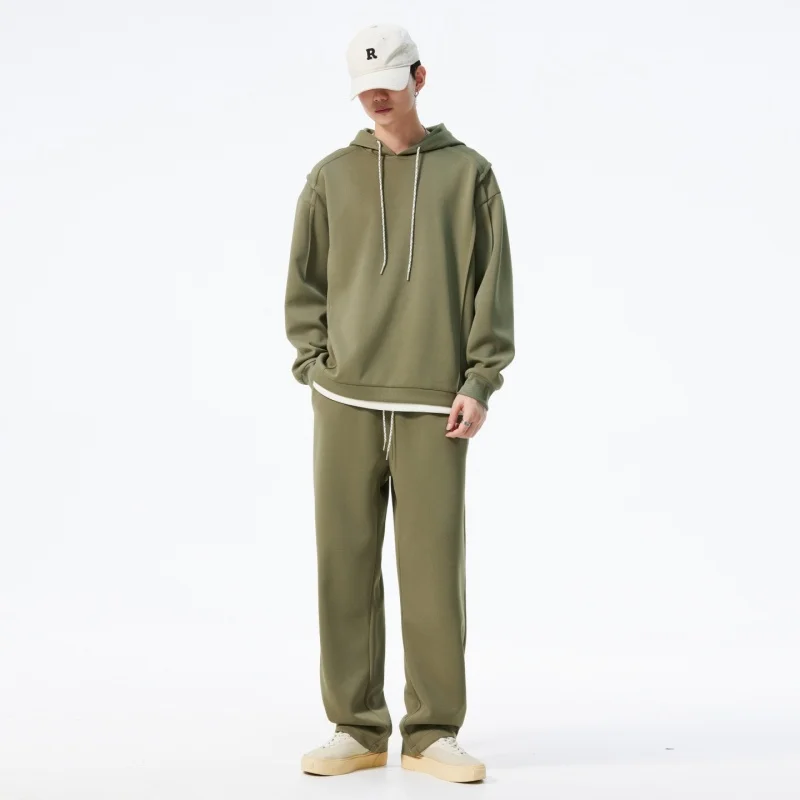 New Men'S Autumn And Winter Loose Sports Pants Suit Student Versatile Casual And Fashionable Hooded Hiking Suit Two-Piece Set