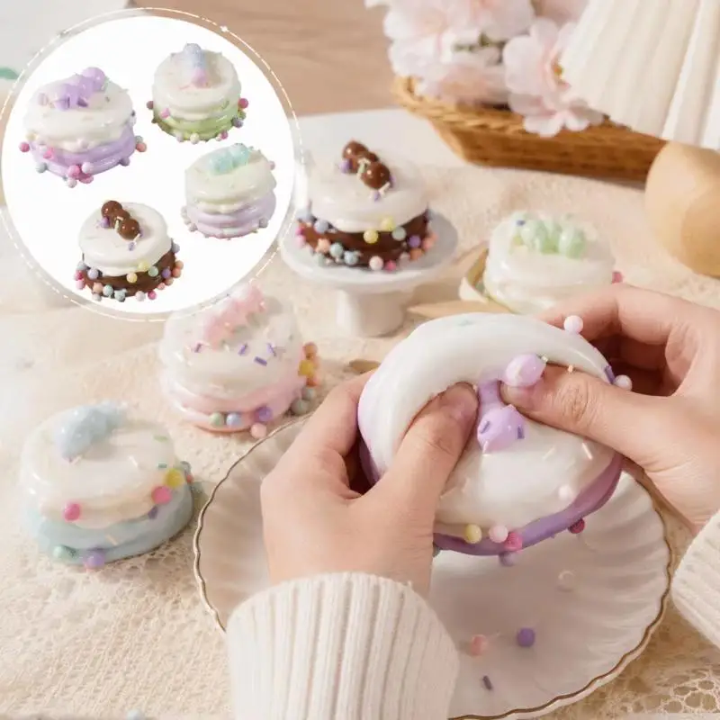 Simulation Cake Fidget Toys Soft Slow Rising Colorful Decor For Stress Relief Kids Play Birthday Party Favors