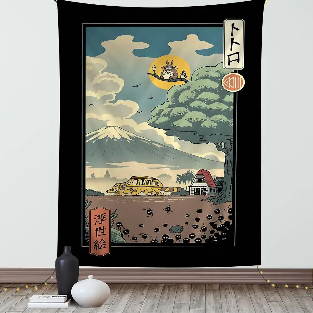 S-Studio G-Ghibli Ukiyo-e tapiz bohemio colgante decoración del hogar decoración bohemia Hippie arte de adivinación decoración del hogar