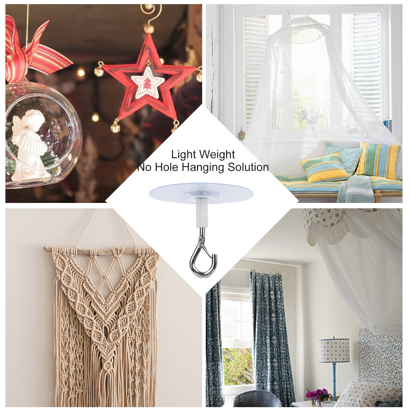 Strong No Hole Ceiling Hooks for Hanging Plants and Party Decor Perfect for Renters Safety Buckle Design for Secure Use