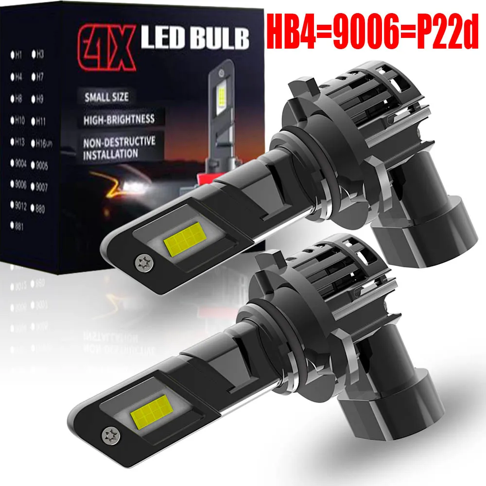 2pcs HB4 9006 P22d Led Vehicles Headlight Canbus No Error Powerful Turbo Diode Bulb White Light Car Driving Moto Fog Lamp 12v
