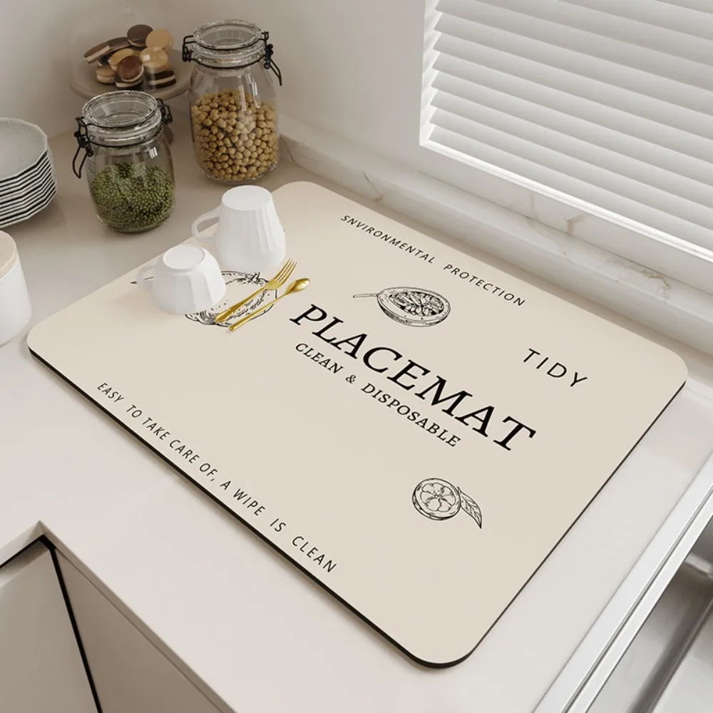 VIKAMA Non-Slip Diatomite Kitchen Mat Absorbent Sink Drain Pad Quick Dry Washable Countertop Placemat