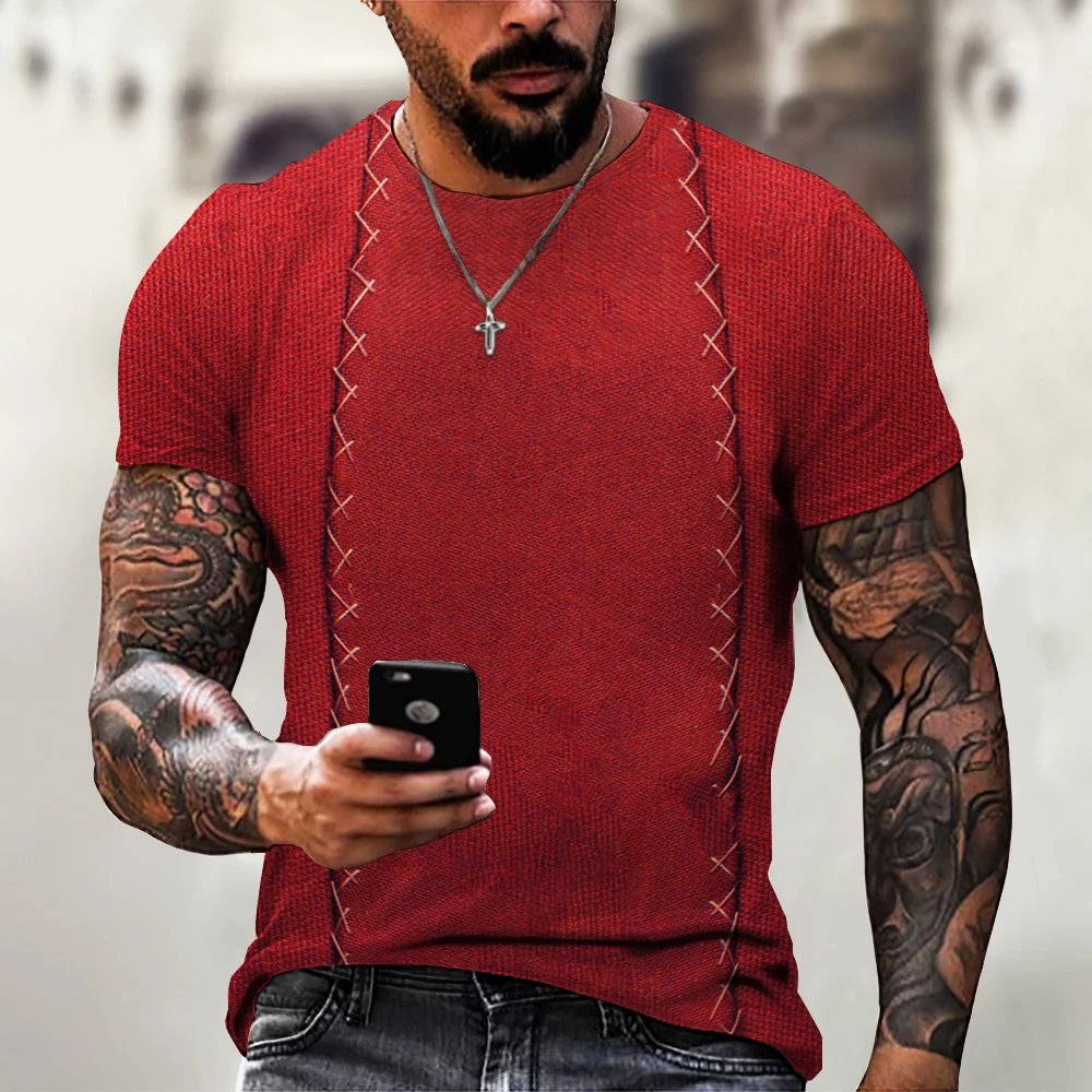 Funny Men'S T-Shirt 3D Printed T Shirts Oversized Loose Short Sleeve Summer Men Clothing Vintage Street Solid Pattern Tees Tops - Image 5