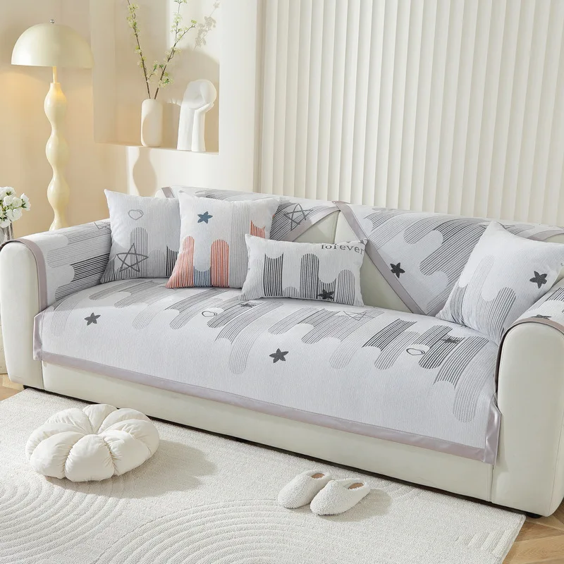 Geometry Pattern Thicken Sofa Cover Universal Soft Velvet Sofa Cushion Non-slip Couch Towel Mat for Living Room Four Seasons