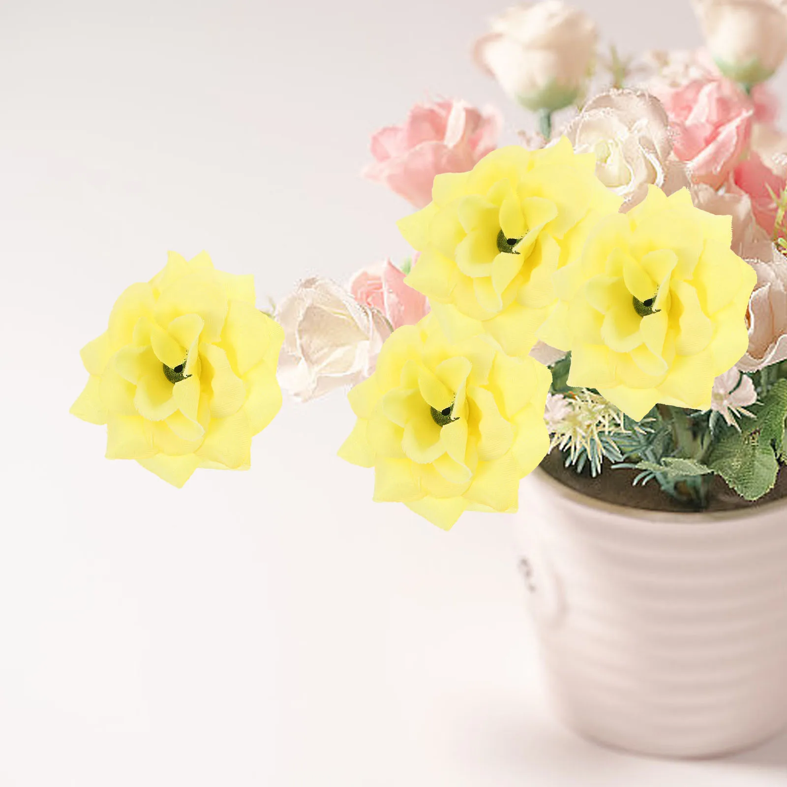 

50Pcs Artificial Rose Flower Heads Handmade Realistic Miniature Silk for Wedding Party Decorations Craft Flowers