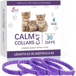 4PCS Pet Calming Collar Pheromones Collar Relieve Anxiety Lasting Calm Natural Comfortable Adjustable Cats Dogs Soothing Collars