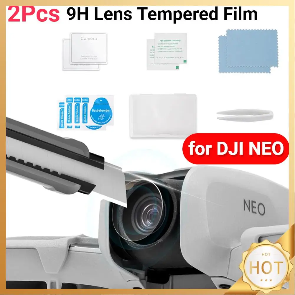 2Pcs 9H Lens Tempered Protective Film Explosion-Proof Lens Screen Protector Dustproof Lens Tempered Film for DJI NEO Accessories