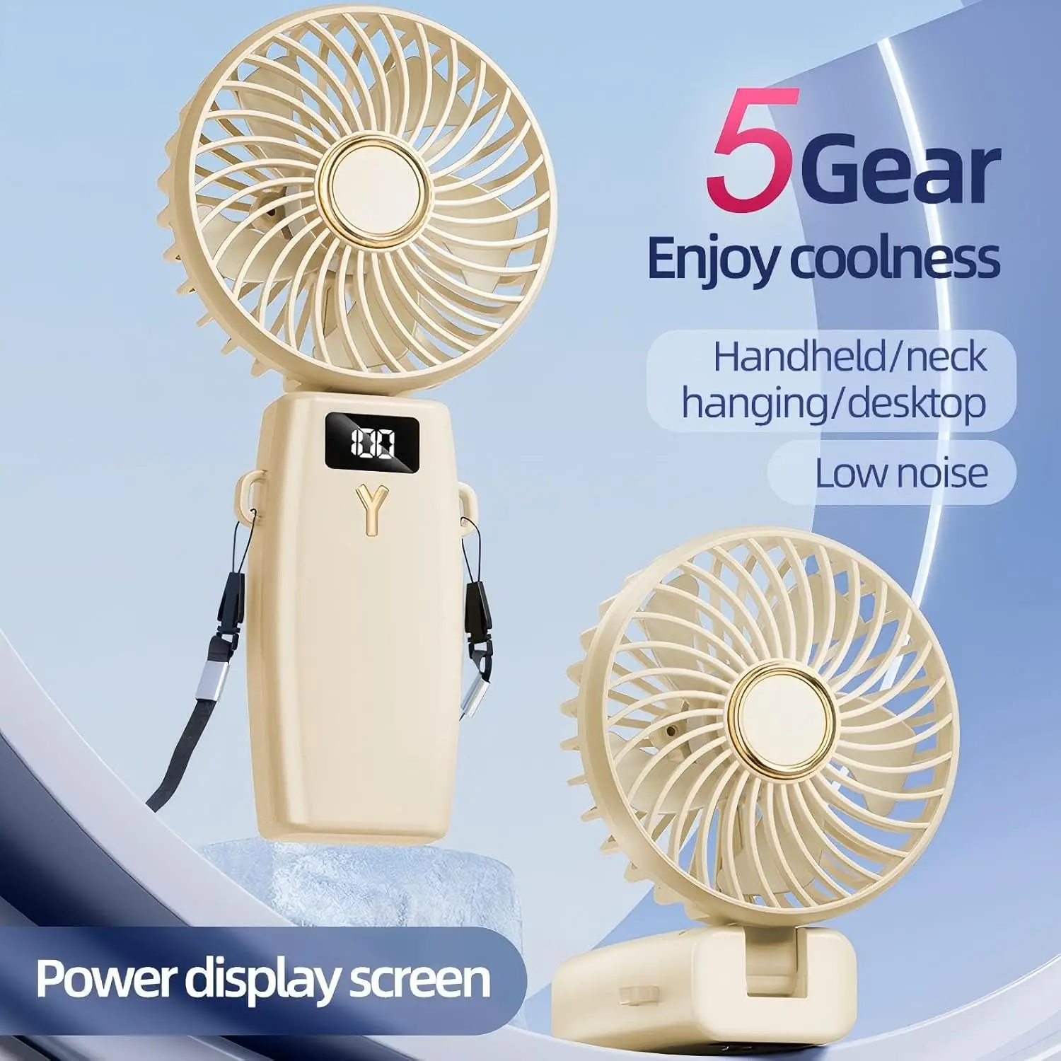 Портативный ручной вентилятор с цифровым дисплеем, мини-турбо-дизайн для уличного дома, легкие карманные вентиляторы с перезаряжаемым USB - C