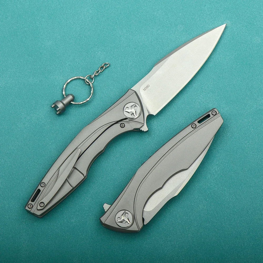 M390 powder steel folding knife TC4 titanium alloy handle high hardness sharp survival knife