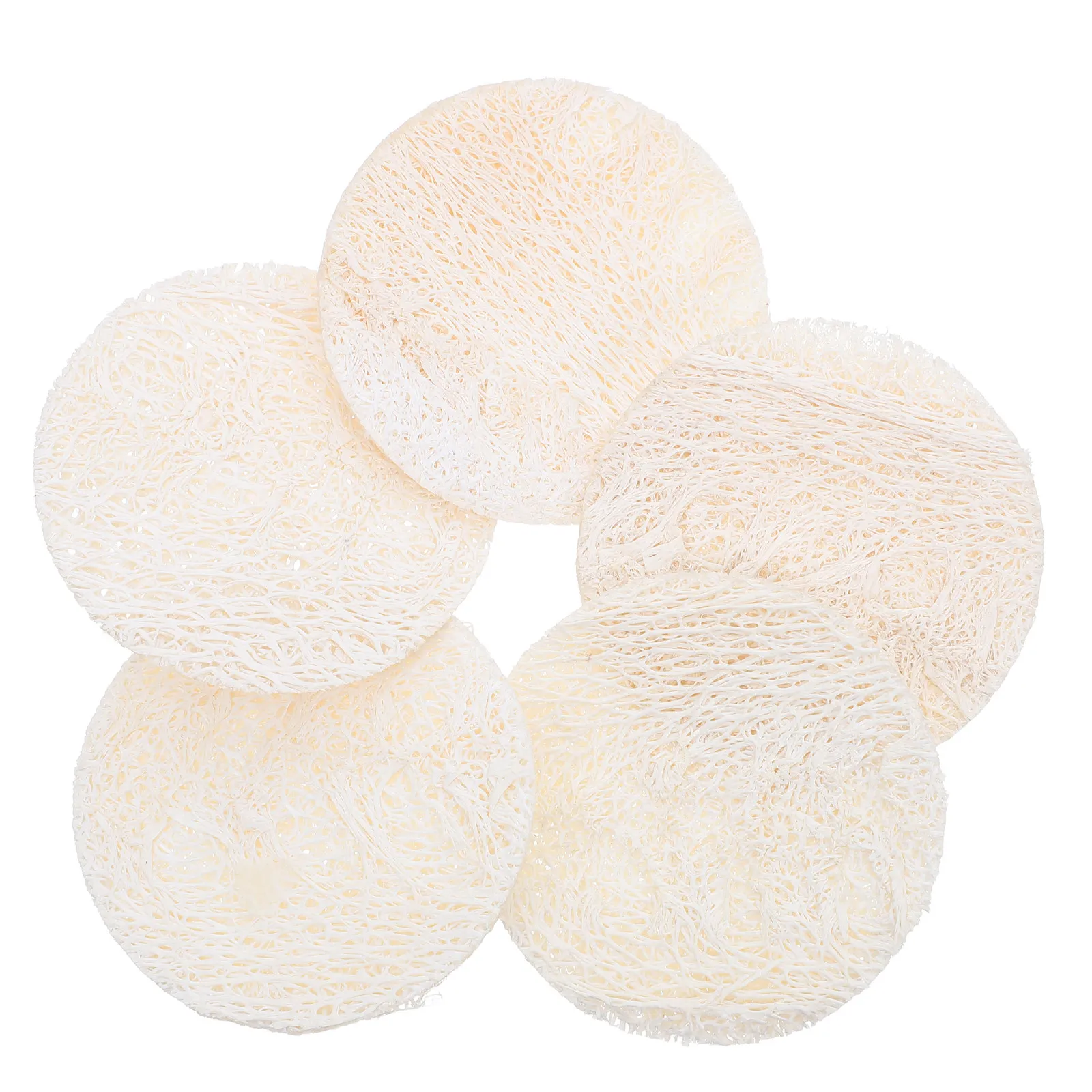 5Pcs Natural Loofah Pads for Deep Pore Cleansing Exfoliating Skin Scrub Bath Sponge Promotes Metabolism Acne Reduction Shower
