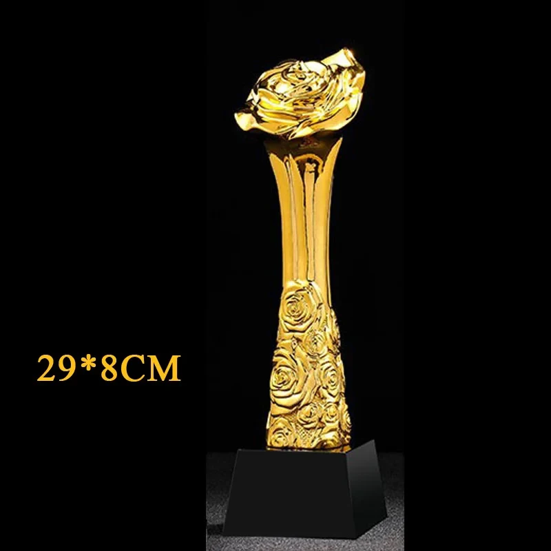 Customized Resin Trophy for Sports, Annual Meeting Award, Gold-Plated Souvenir Home Decor Craft Cup, Excellent Staff Reward, 1Pc