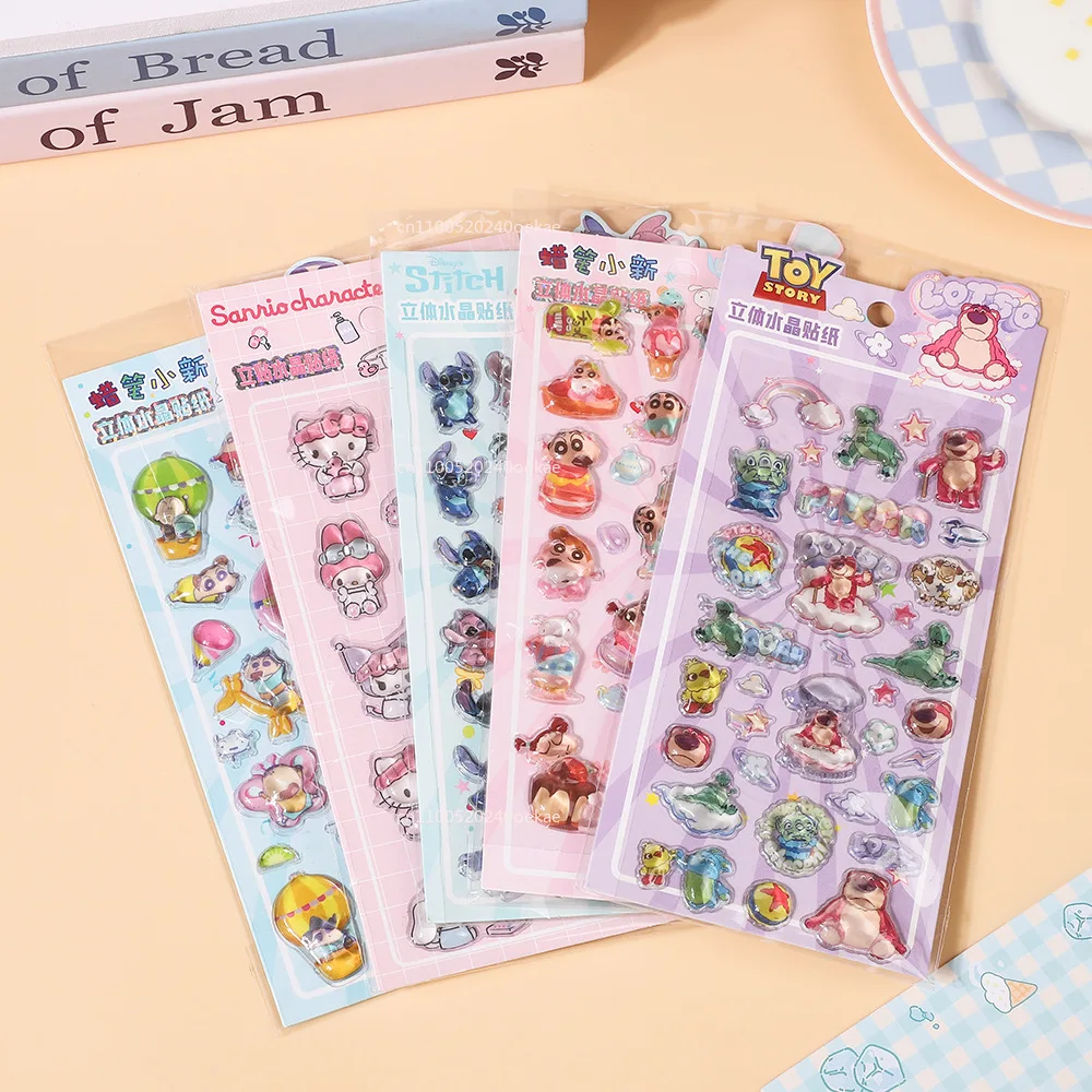 New Kitty cat and Shin chan 3D Stereoscopic Crystal Stickers  Children's Creative Handbooks Stereoscopic  Decoration Stickers