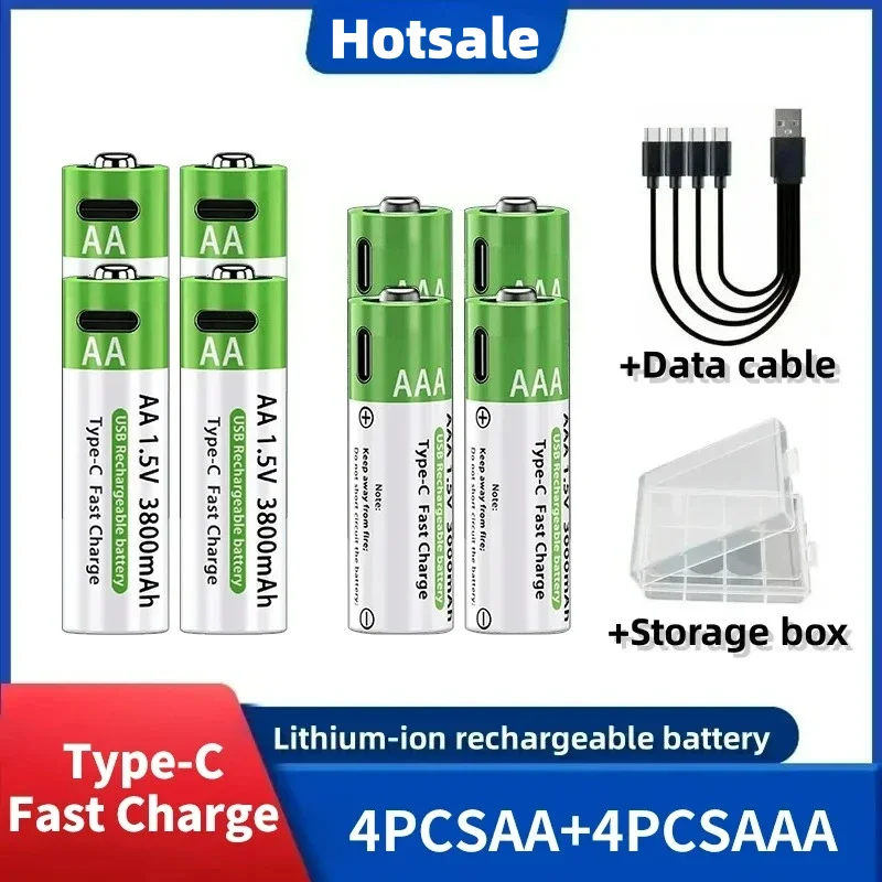 1.5V AA/AAA Rechargeable Batteries, AA/AAA Alkaline Batteries, 3800-3000mAh, for Flashlights, Toys, Clocks, MP3 Players