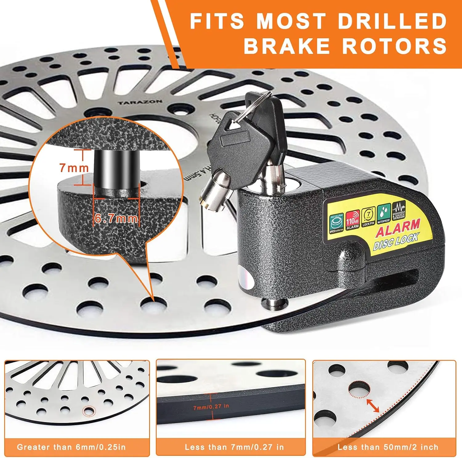 

Motorcycle Alarm Disc Brake Lock Security Moto Wheel Disk Padlock Waterproof 110db Loud Anti Theft Alarma Motocicleta