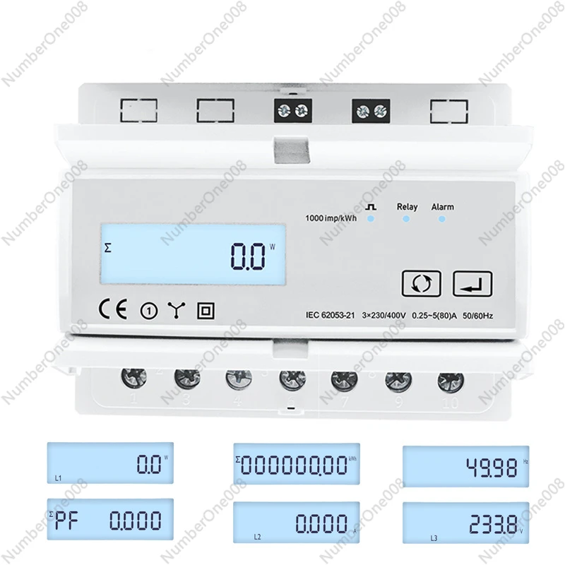 

Digital Voltmeter 220 AC 3 Phase Energy Meter Modbus RS485 Ammeter 999999.999 kWh Pulse Output 9600bps