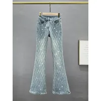 Slim Fit High Waist Bell Bottom Jeans Women's Fashion Hot Sale Of The Season New Style Elastic Long Pants Glowing Thin Effect Eu