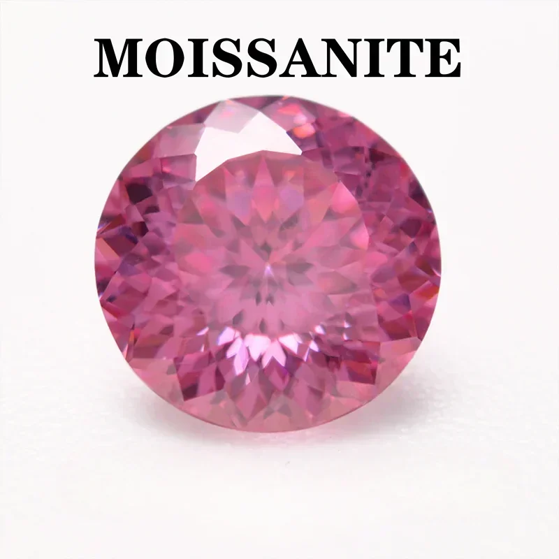 

Moissanite Stone Round Shape 100 Faceted Cut Pink Color DIY Charms Ring Necklace Earrings Main Materials with Certificate