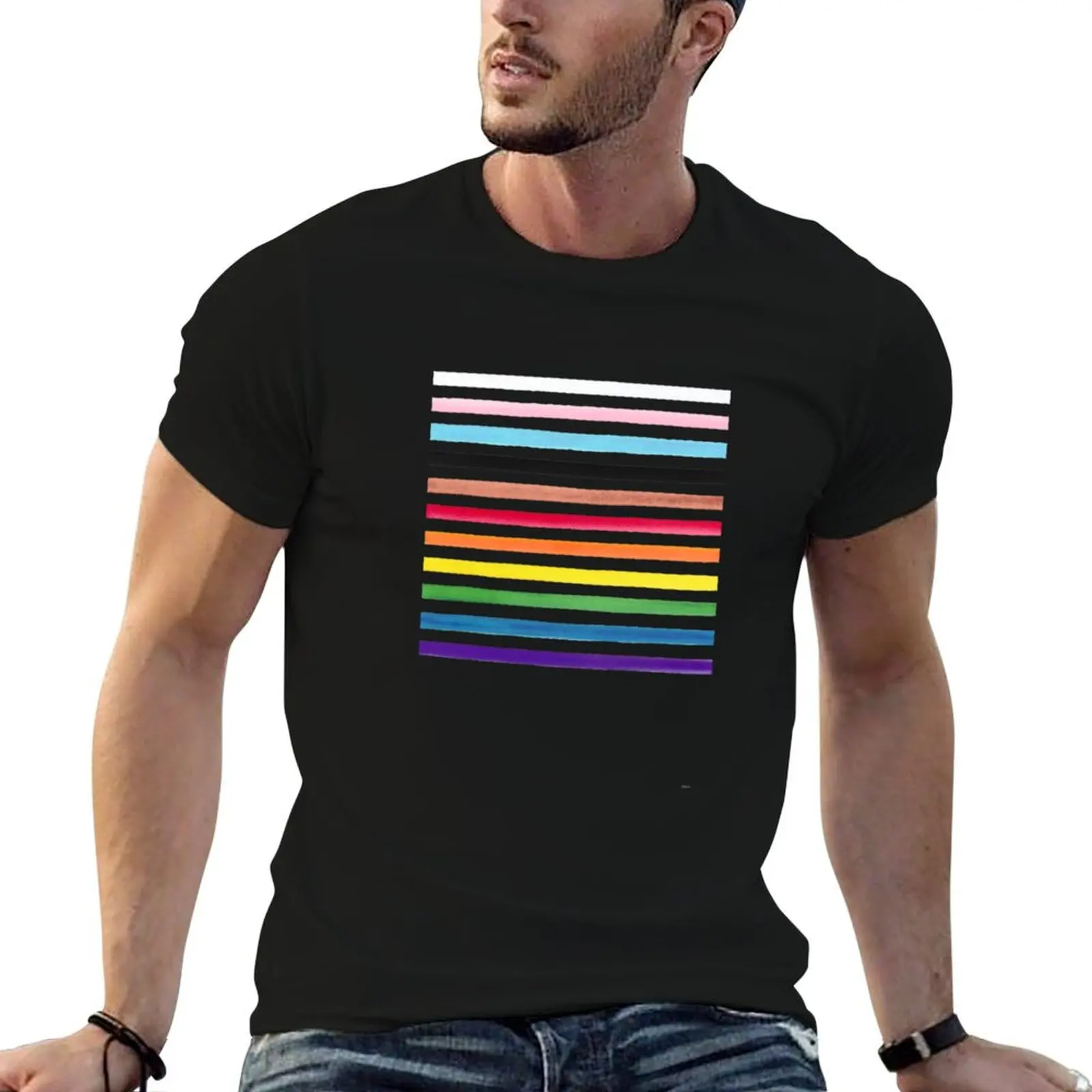 Progress Pride Stripes T-Shirt Running Performance Short Sleeve Tee