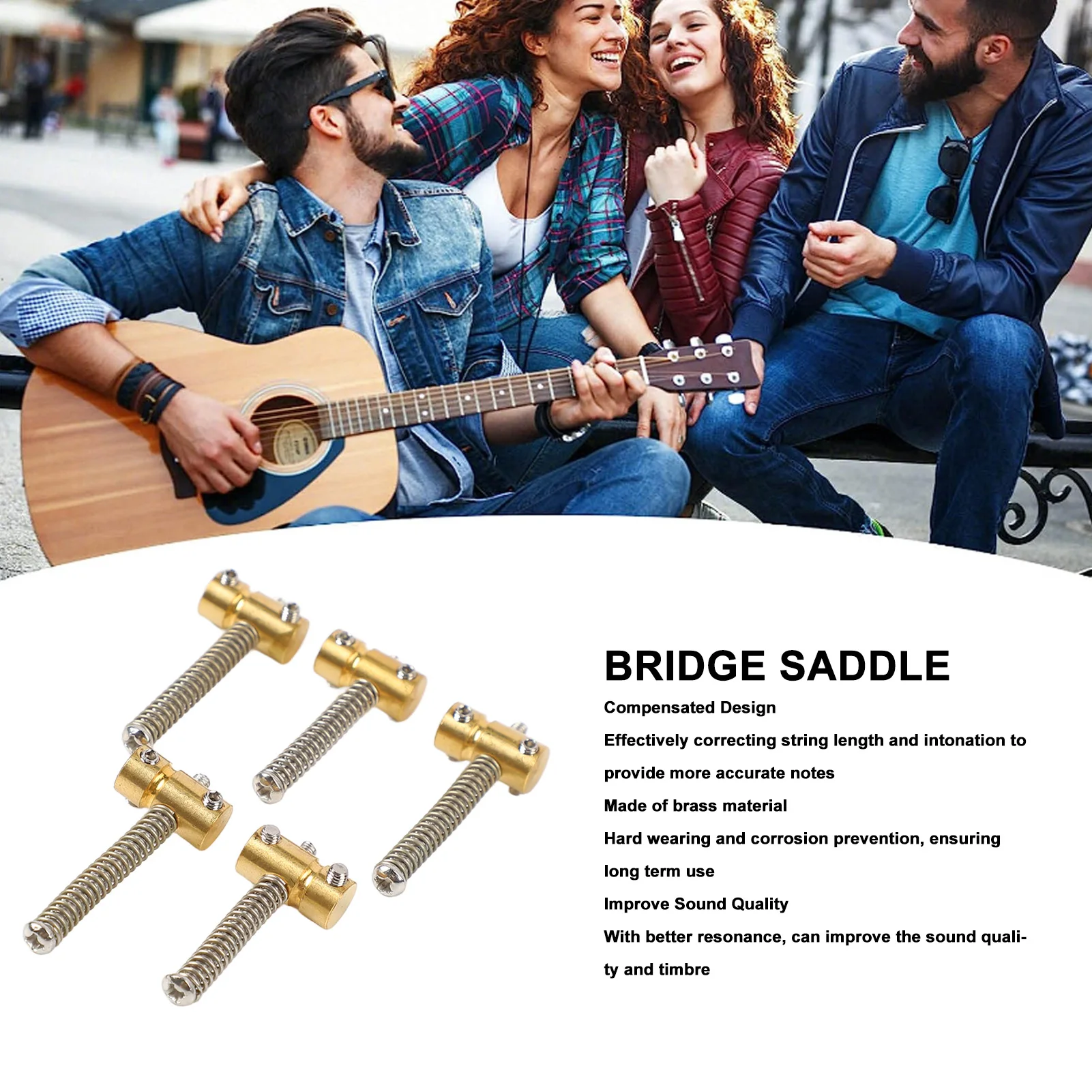 5 Pcs Compensated Saddles Better Resonance Brass Vintage Electric Bass Bridge Saddle