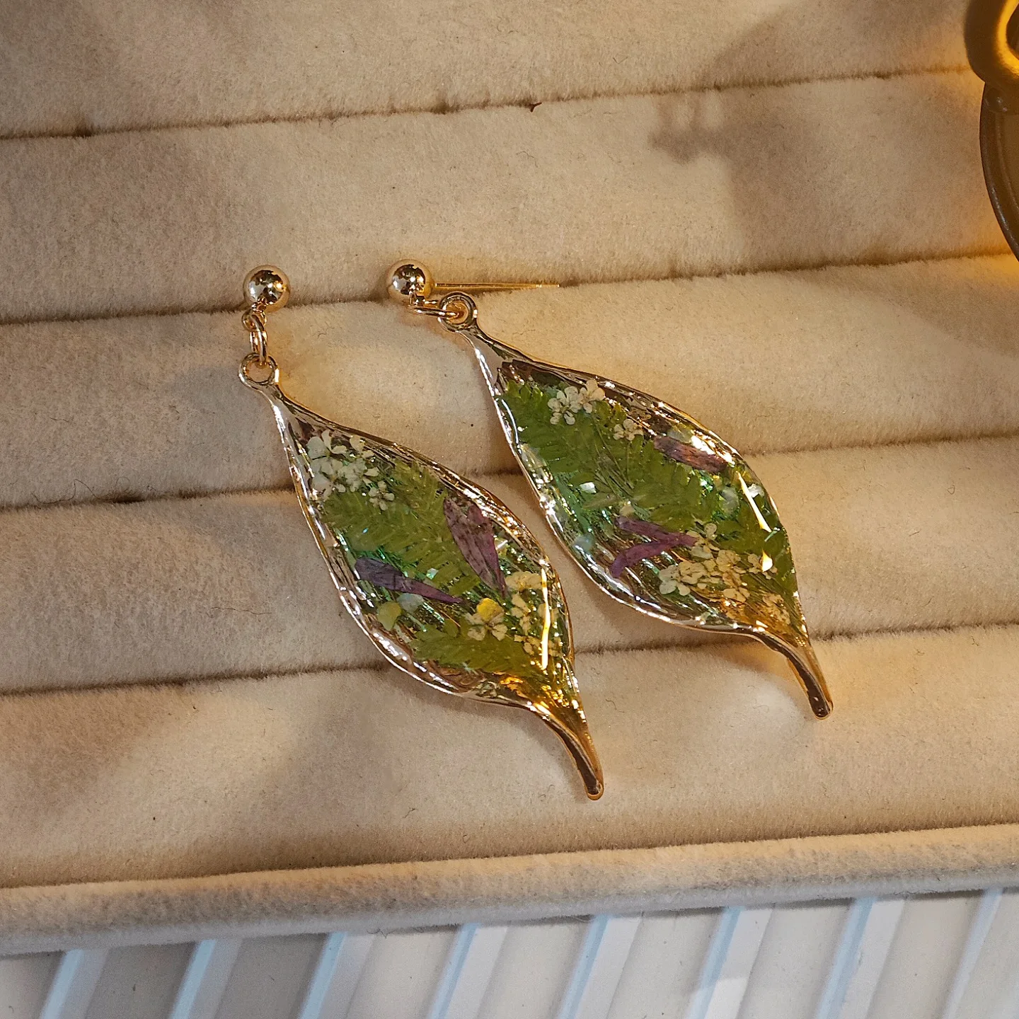 3324 بالجملة اليدوية ورقة النبات المجففة الزهور الحقيقية الأقراط الإبداعية أنيقة الأذن مجوهرات عيد الميلاد عيد ميلاد عطلة هدية #3