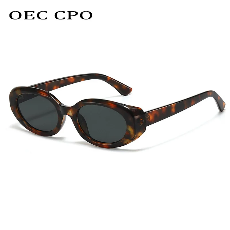 OEC CPO Retro Kleine Cat-Eye-Sonnenbrille für Damen, modisch, bunt, Leoparden-Sonnenbrille, weiblich, UV400, Herrenbrille