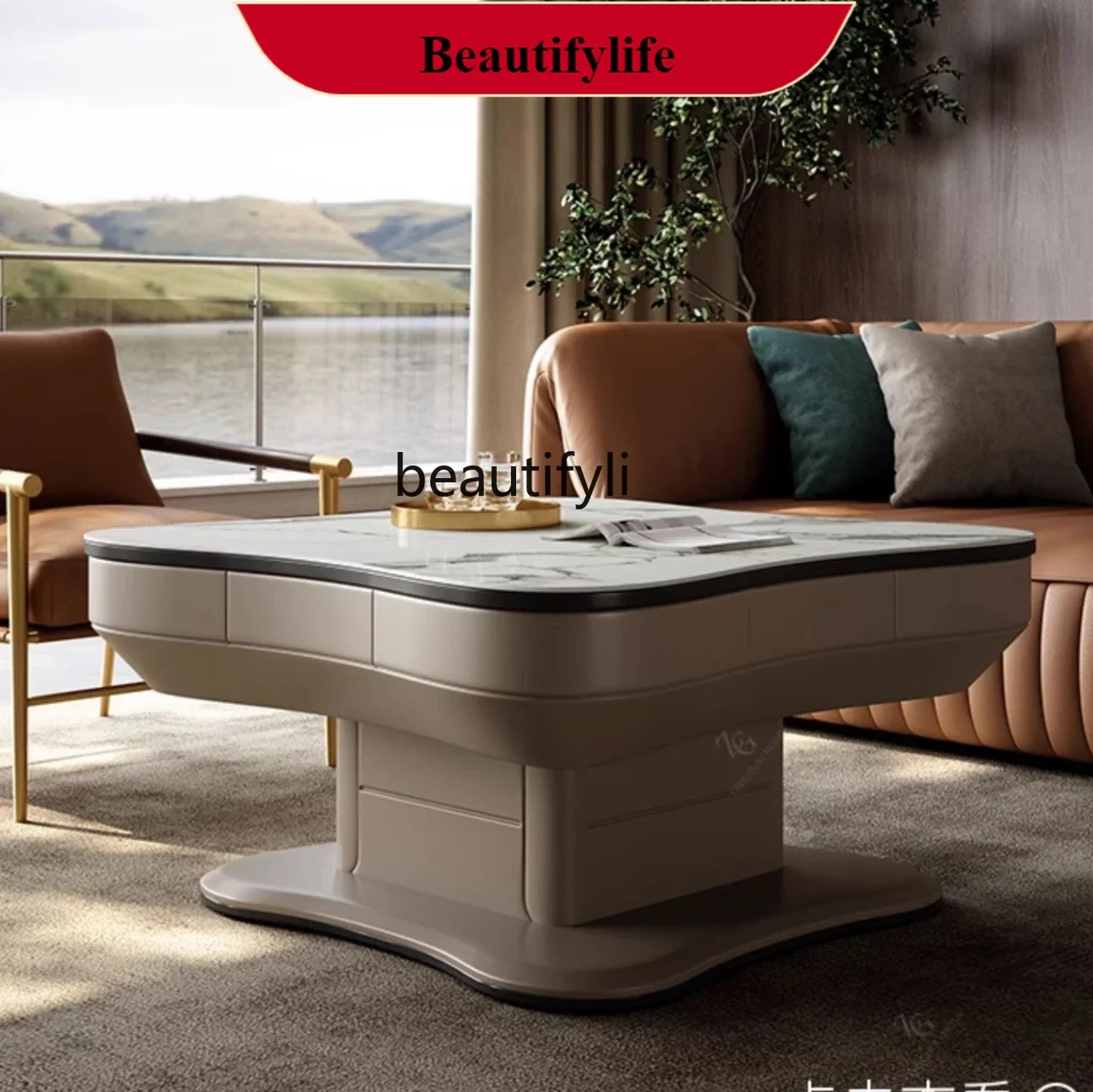 

G1218 Mahjong table three-in-one machine fully automatic household lifting mahjong machine light luxury rock board