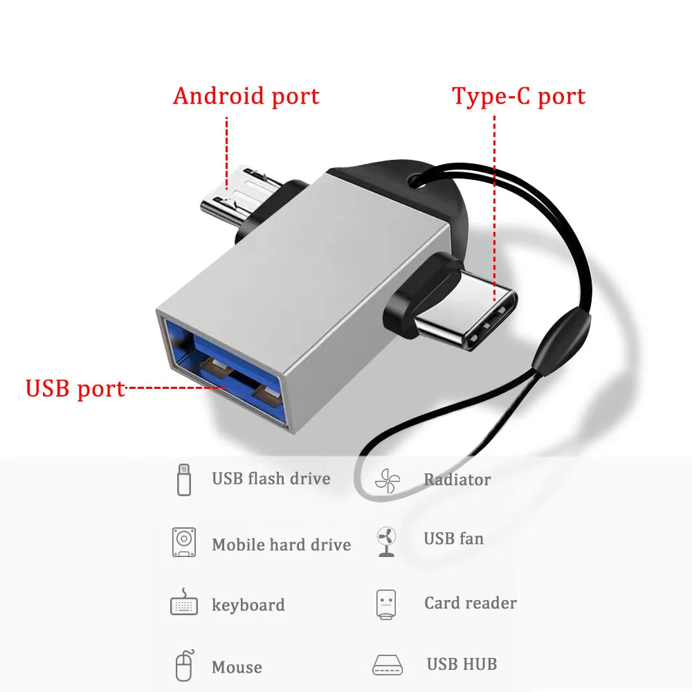 1Pce USB3.0 type-c micro OTG storage card reader TF/SD 6-in-1 adapter Android Xiaomi tablet hard drive USB mouse converter