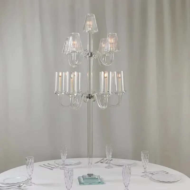 11 Arm Crystal Glass Candle Holder Elegant Table Decoration for Wedding Centerpiece Home Party Decor Luxury Candelabra Stand