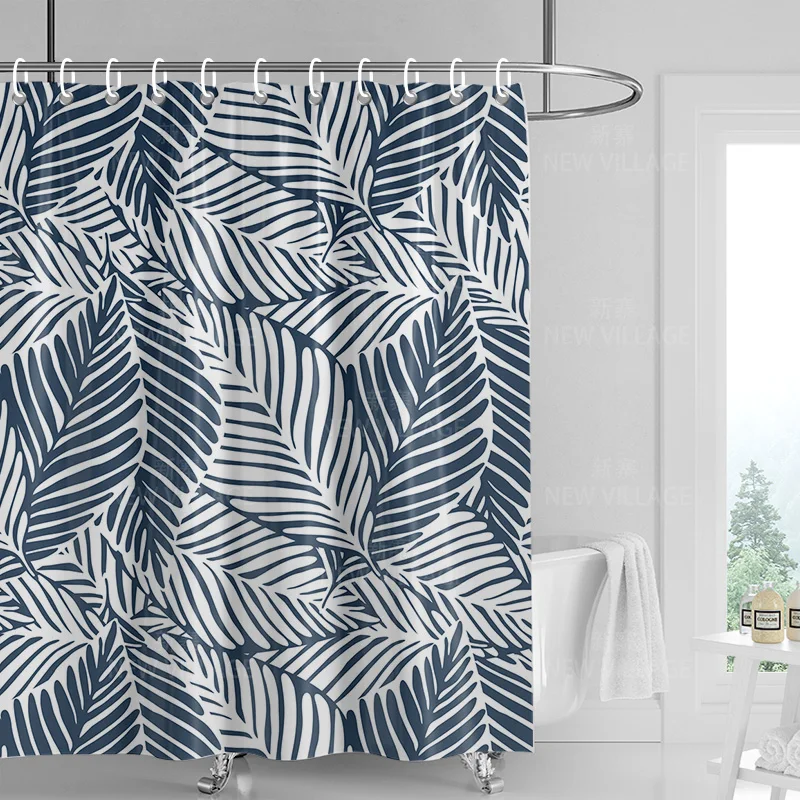 Home shower curtains bathroom Decora waterproof fabric non-slip bathmat water absorption curtain Modern nordic simple plant