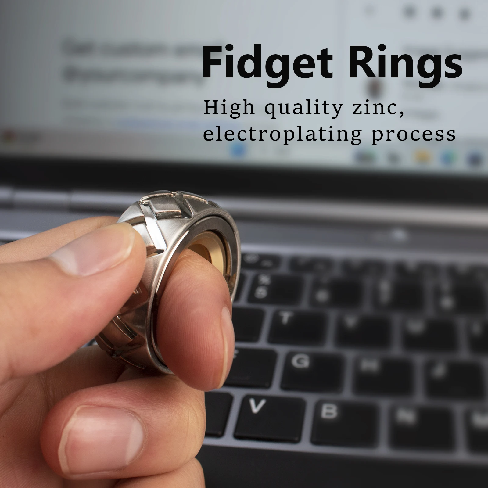 Metal Fidget Ring - Fidget Toys Stress Relief Toy Magnetic Fidget slider Promotes Focus, Clarity | Portable Design