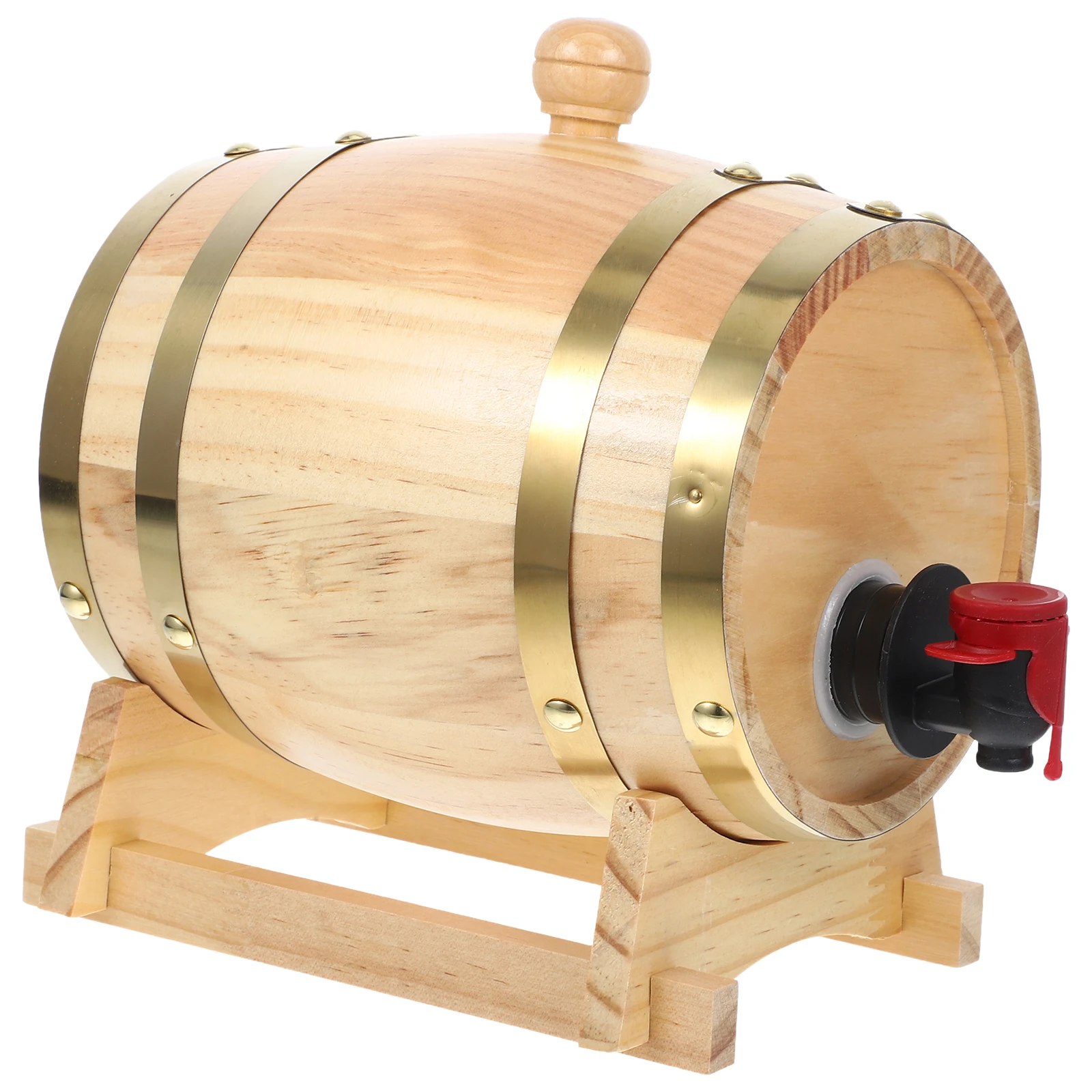 

Rustic Decor Pine Wood Barrel Wooden Red Mini with Stand Small Barrels for Sale Craft Beer