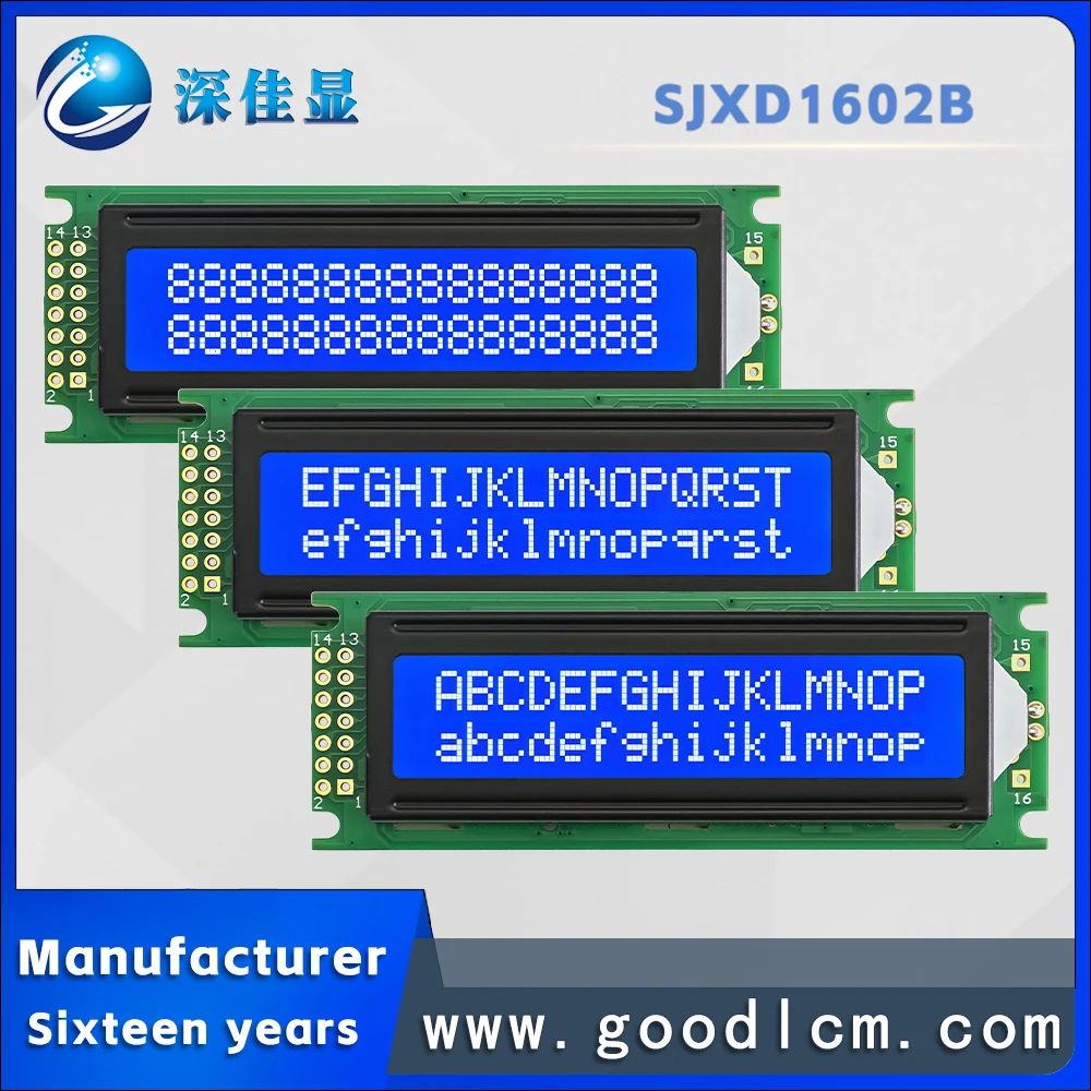 Excellent quality 1602LCD LCD screen 16X2 LCM module JXD1602B STN Blue Negative Industrial grade LCD character display screen