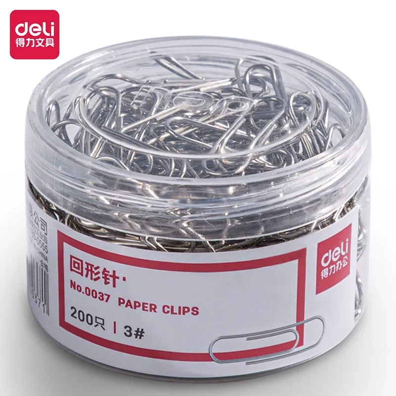 Deli-Metal Paperclips cor prata, niquelado, ferrugem-resistente, ouro rosa, Office Essential Clipper Recibo, 200 pcs por barril, 0037