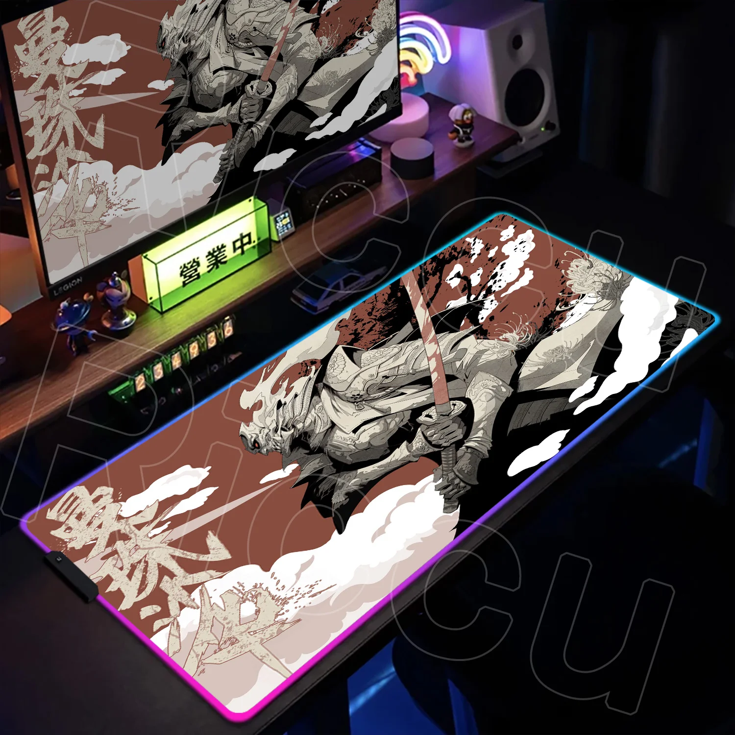 RGB XXL японское облако Samurai katana аксессуары для ПК HD коврик для мыши геймерский стол Teclado игровой офисный компьютер светодиодный расширительный настольный коврик