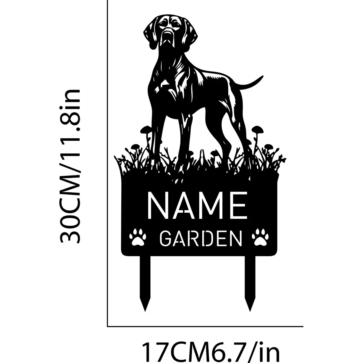 Custom - Made Metal Memorial Stake for Vizsla Dogs. Personalized Name Sign, Great for Remembering Pets Amid Loss or On Birthdays