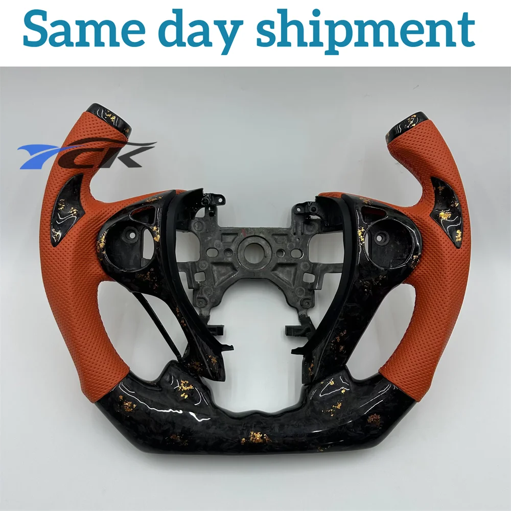 

For Honda Accord 2013 2014 2015 2016 2017 Customized Forged Carbon Fiber Orange Perforated Leather Steering Wheel
