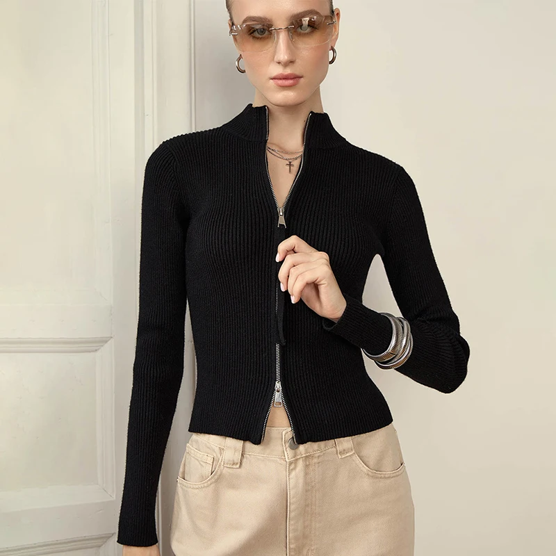 

Talenza женский вязаный кардиган осень новый стиль однотонный кардиган на молнии теплая куртка повседневная офисная женская вязаная верхняя одежда